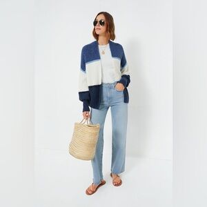 NWT Z SUPPLY Tuckernuck True Navy Jones Stripe Open-Front Cardigan Size Large